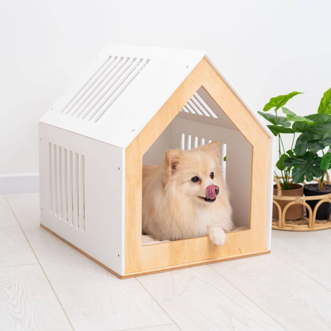 Large Indoor Dog House | Wooden Pet House with Optional Door