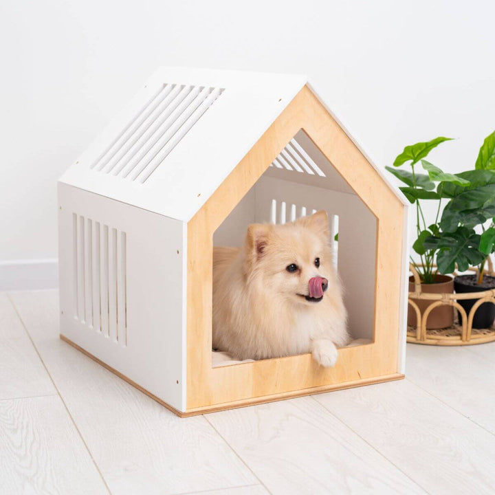 Large Indoor Dog House | Wooden Pet House with Optional Door