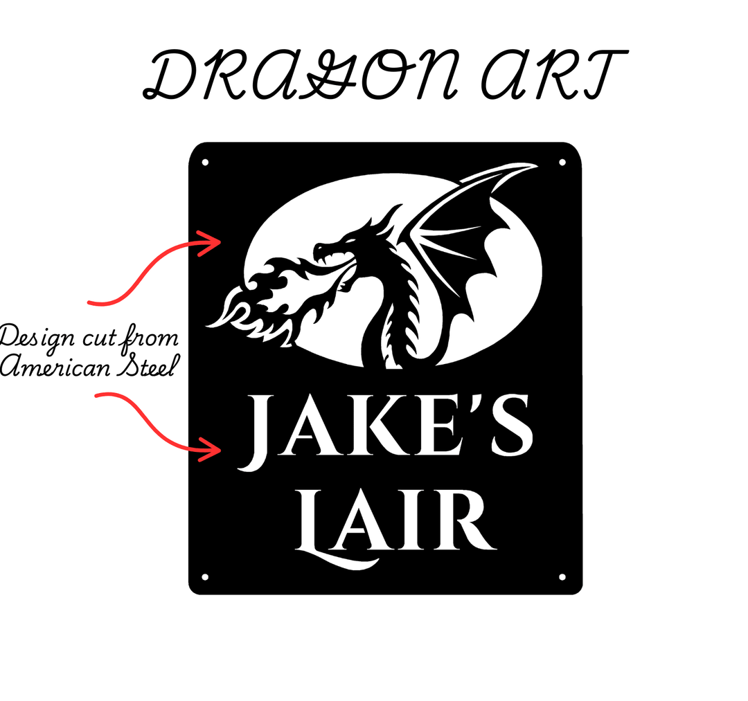 Personalized Fire Dragon Name Sign | Custom Metal Fantasy Wall Art