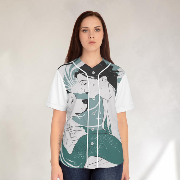 Women's Baseball Jersey - Japanese Mermaid with Dog