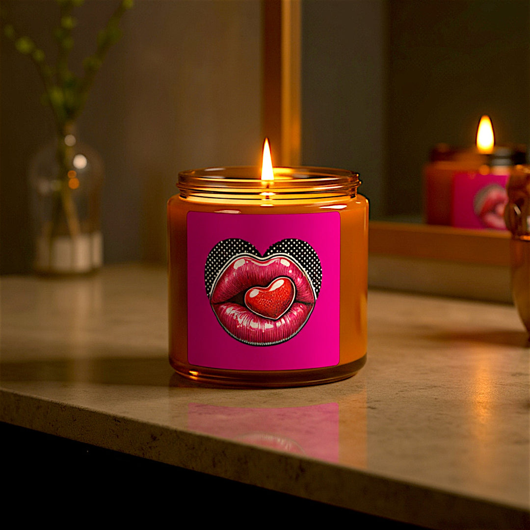 Scented Soy Candle (Multi-Size, Amber Jar) - Kiss Me