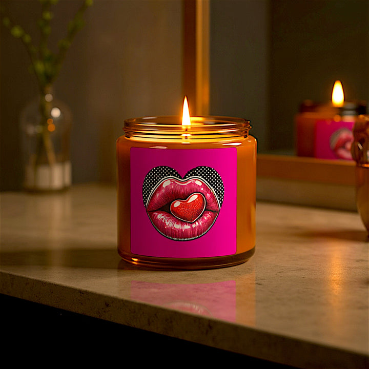 Scented Soy Candle (Multi-Size, Amber Jar) - Kiss Me