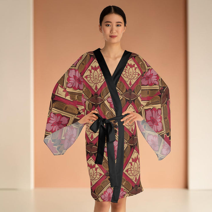 Floral Print Long Sleeve Kimono Robe for Relaxation