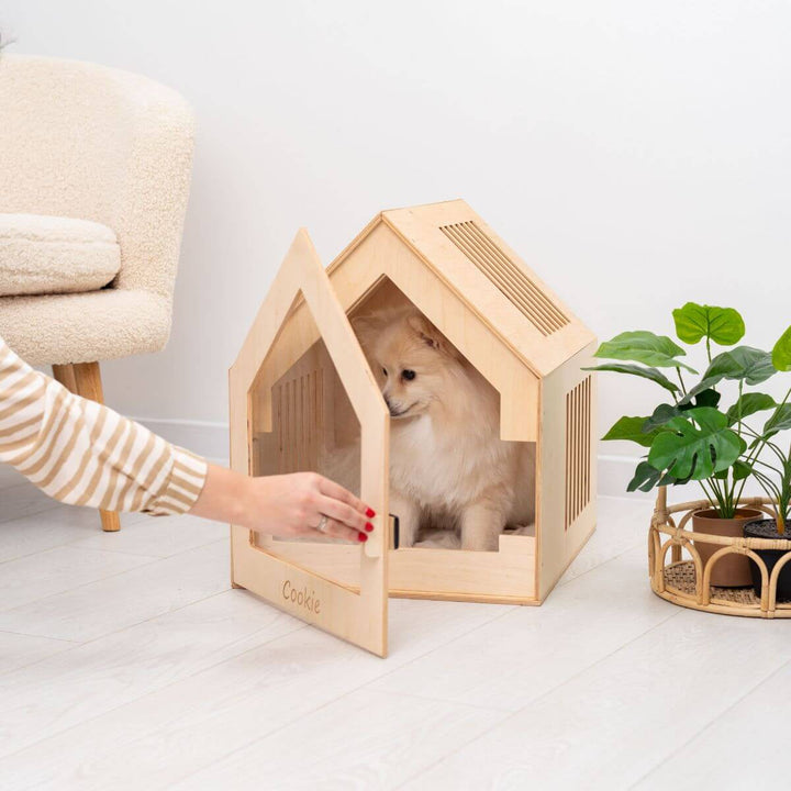 Large Indoor Dog House | Wooden Pet House with Optional Door