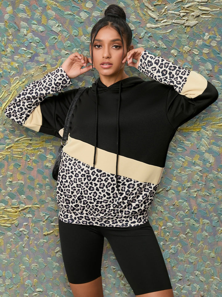 Leopard Color Block Hoodie