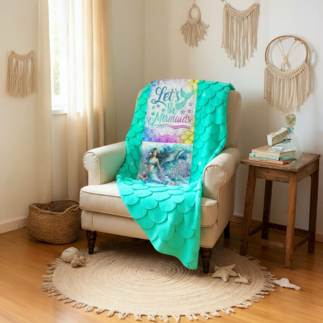 Velveteen Plush Blanket - Let's Be Mermaids