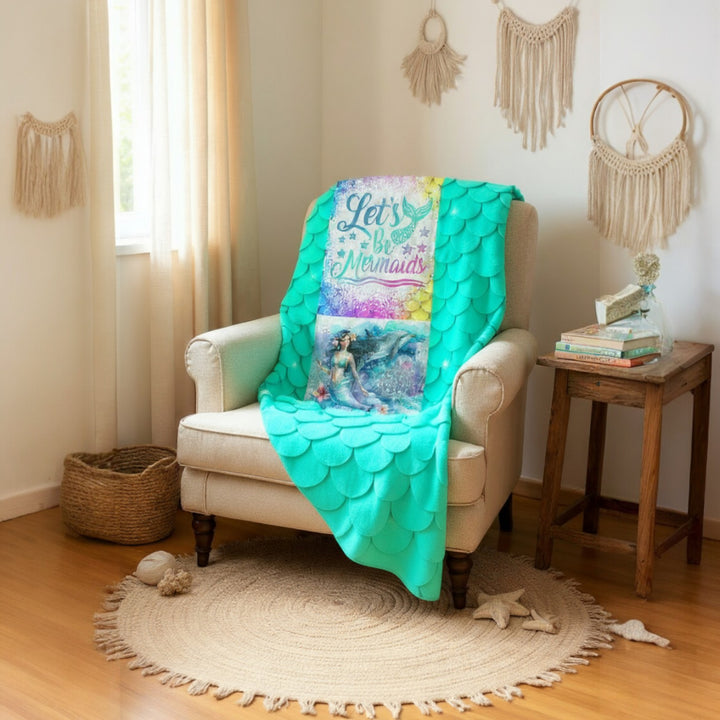 Velveteen Plush Blanket - Let's Be Mermaids