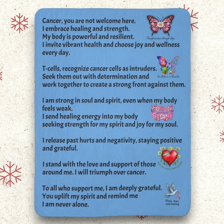 Sherpa Blanket - Letter to Cancer Healing Journey Inspirational Design