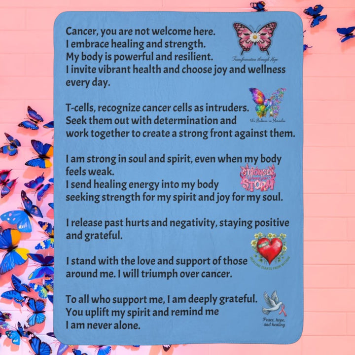 Sherpa Blanket - Letter to Cancer Healing Journey Inspirational Design