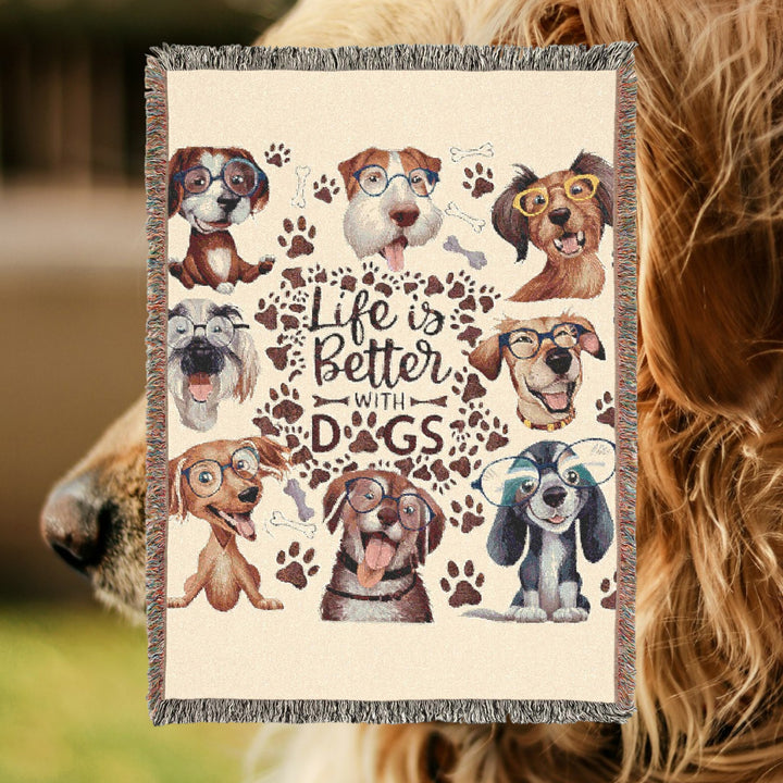 Woven Blanket - Life is Better with Dogs