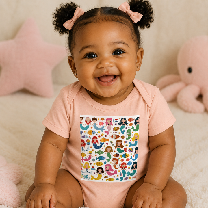 Baby Short Sleeve Bodysuit – Little Mermaids | Cute Mermaid Baby Onesie