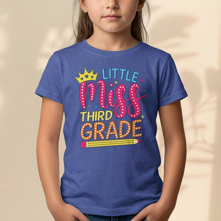 Cute Little Miss Third Grade Youth Tee, Kids Birthday Gift, Back to School Outfit