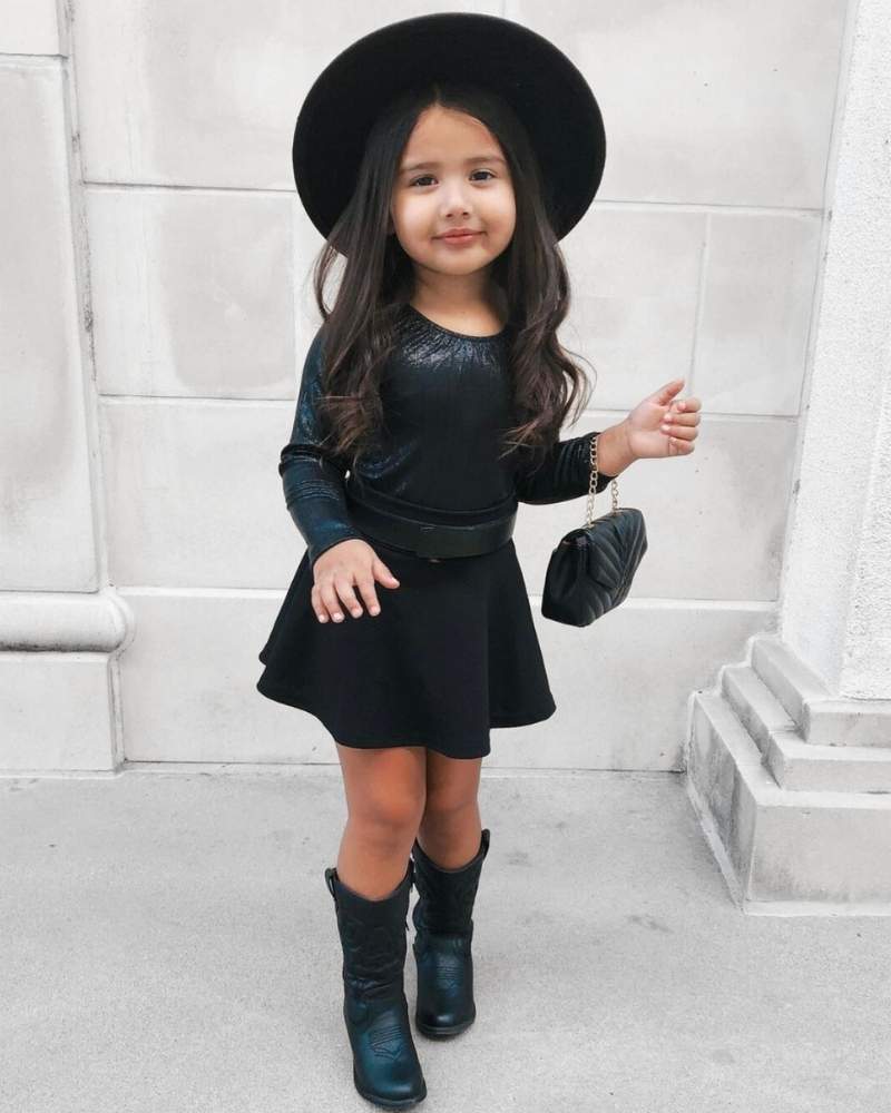 Girls’ Onyx Shimmer Long Sleeve Halloween Leotard