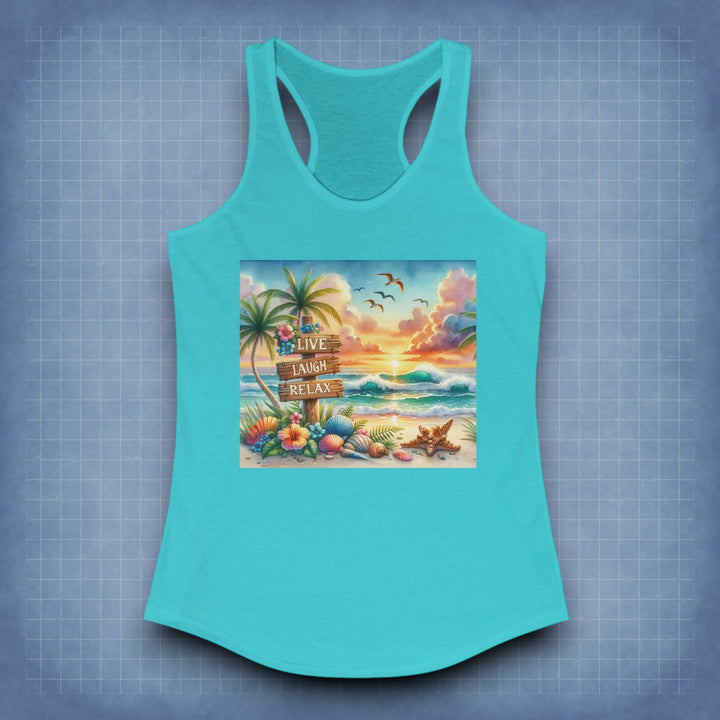 Women's Ideal Racerback Tank - Live, Laugh, Relax