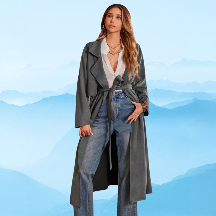 Tie Waist Long Sleeve Coat