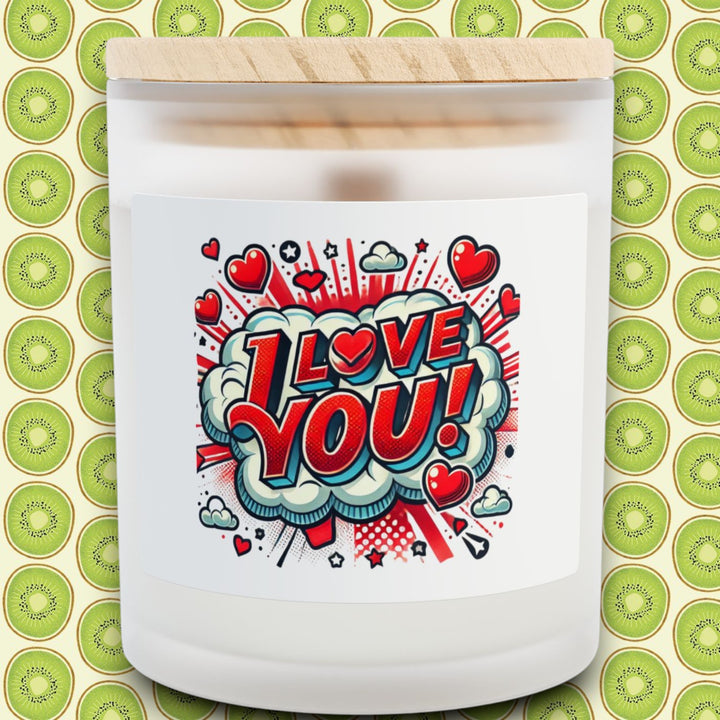 Frosted Glass Candle, 11oz - I Love You