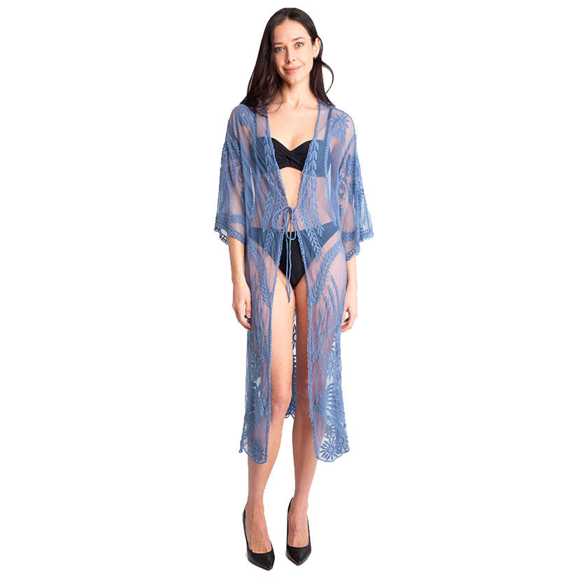 Lux Lace Tie Knot Closure Cover-Up Kimono Poncho