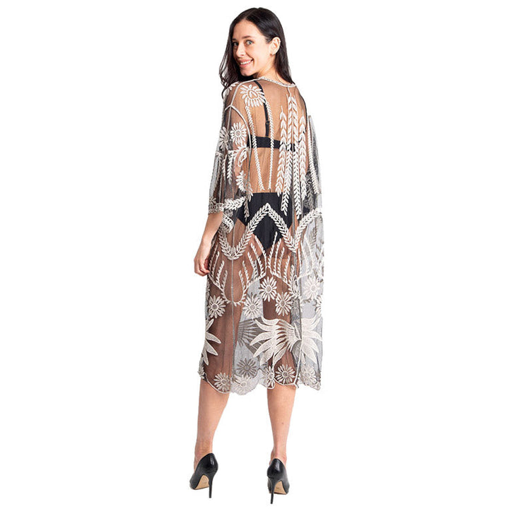 Lux Lace Tie Knot Closure Cover-Up Kimono Poncho