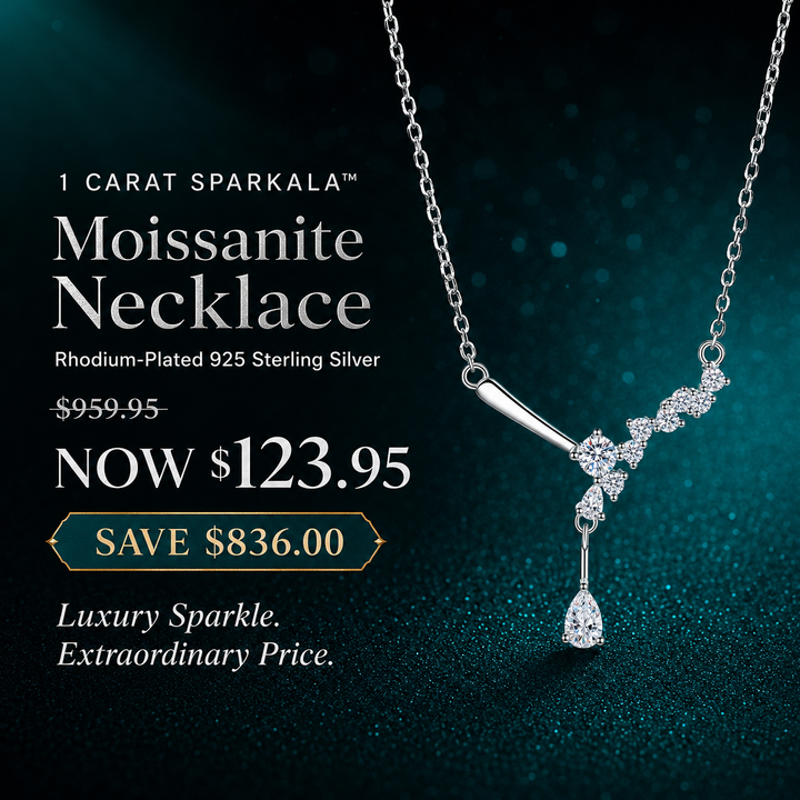 1 Carat Sparkala™ Moissanite Necklace – Rhodium-Plated 925 Sterling Silver