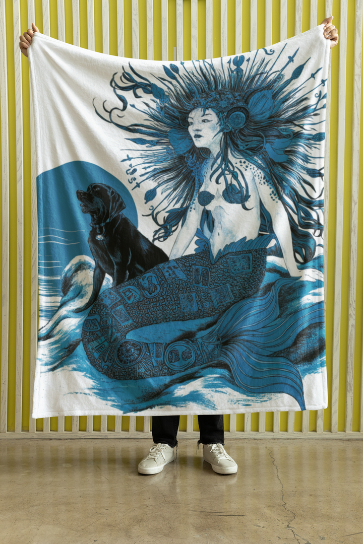 Velveteen Plush Blanket - Majestic Mermaid with Lab