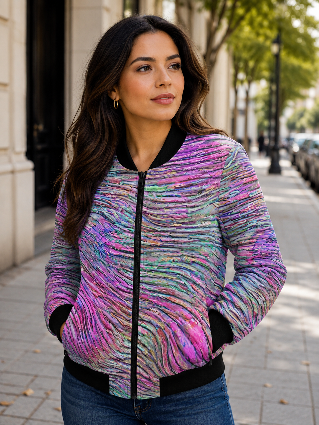 Women's Bomber Jacket - Make Mermaid Waves