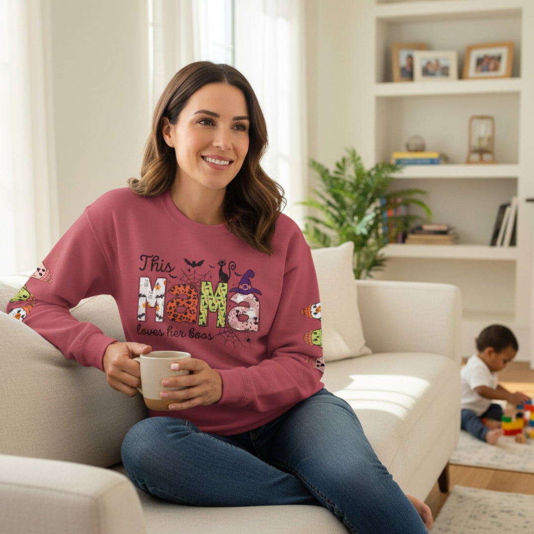 This Mama Loves Her Boos - Halloween Lightweight Crewneck Sweatshirt