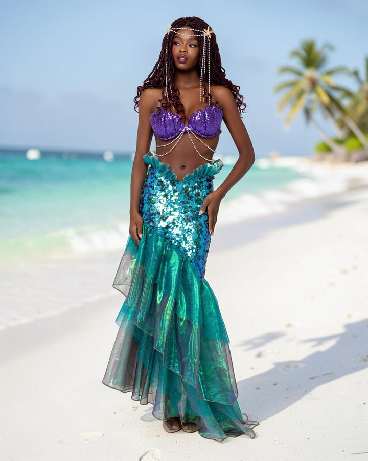 Mesmerizing Mermaid Costume – Sequin Bra and Flare Skirt