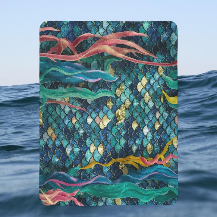 Fleece Sherpa Blanket - Mermaid Scale Party