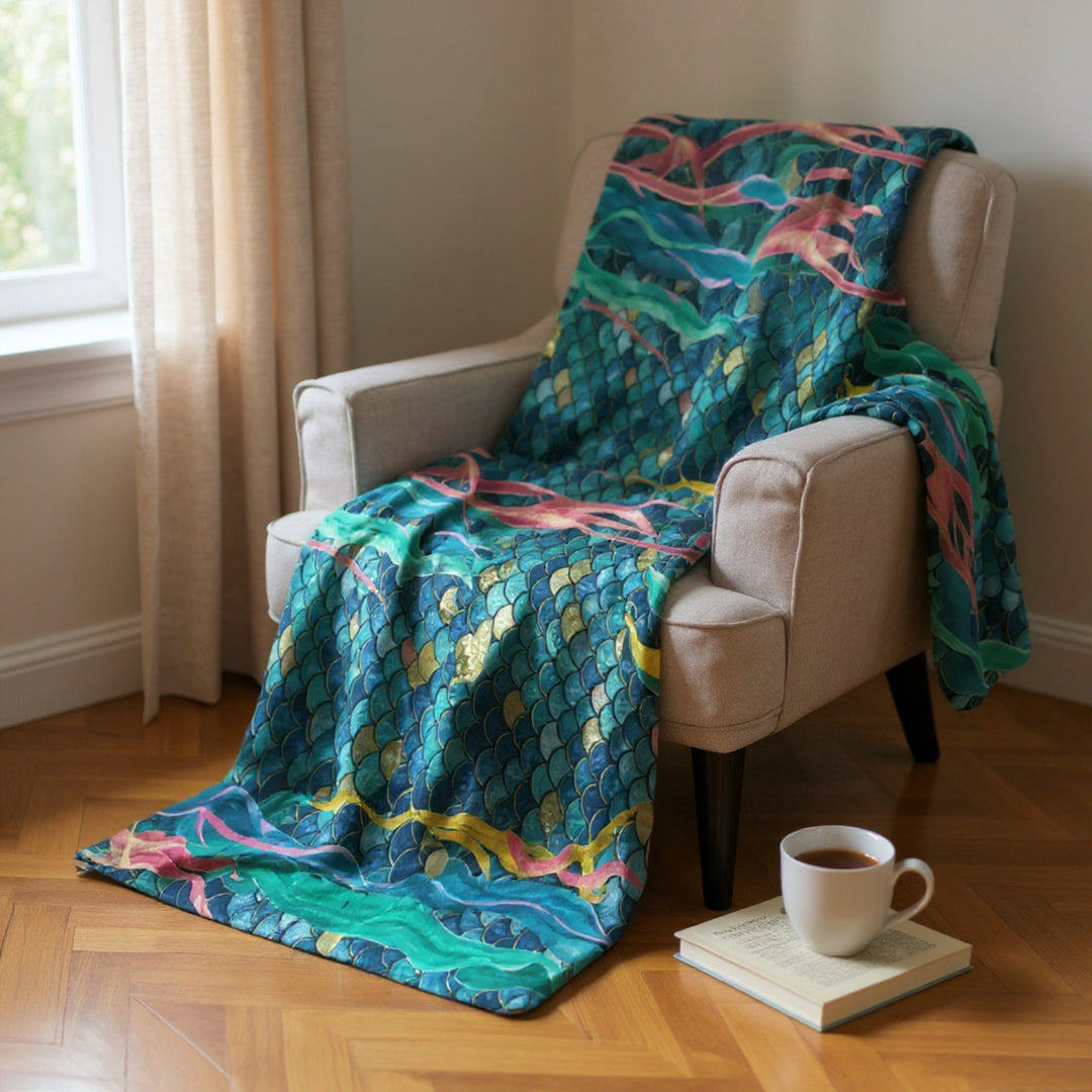 Fleece Sherpa Blanket - Mermaid Scale Party