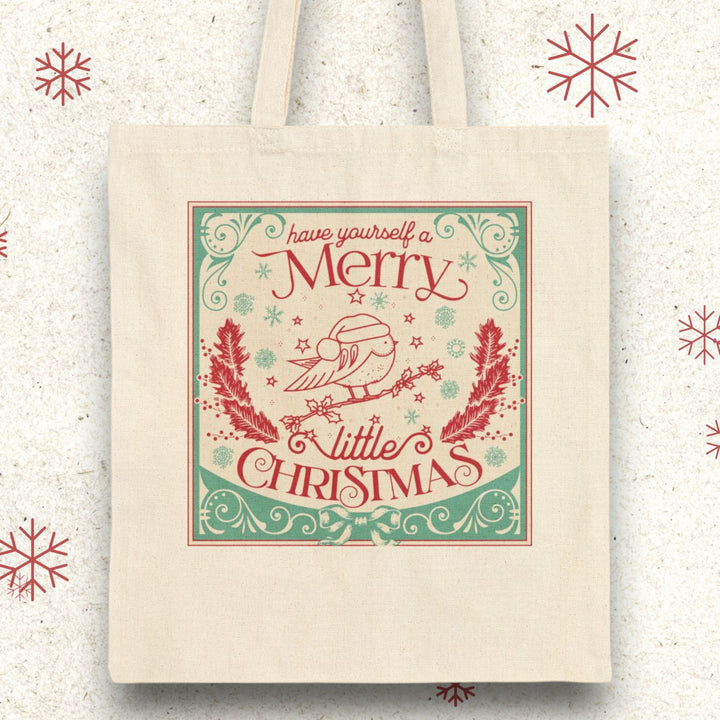 Cotton Canvas Tote Bag - Merry Little Christmas