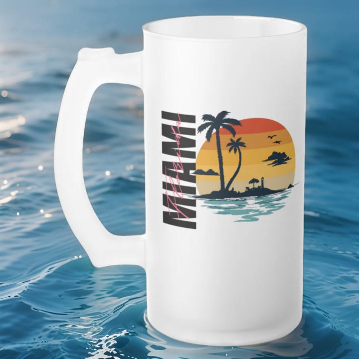 Frosted Glass Beer Mug - Miami