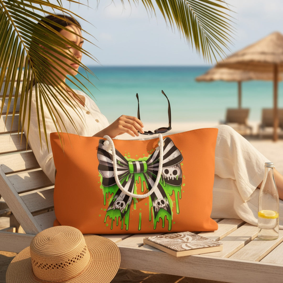 Gothic Skull Bow Weekend Bag – Travel Tote & Stylish Gym Ba