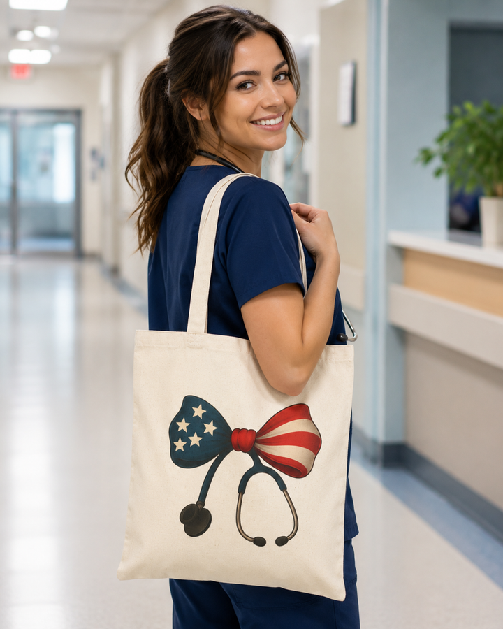 Patriotic Stethoscope Tote Bag - Celebrate Healthcare Heroes