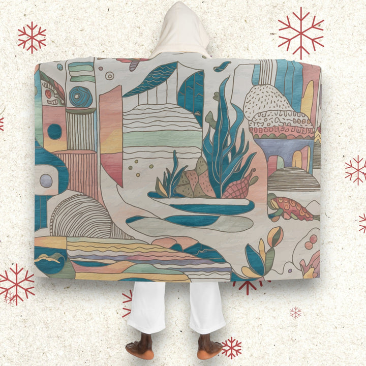 Hooded Sherpa Fleece Blanket - Ocean Rug