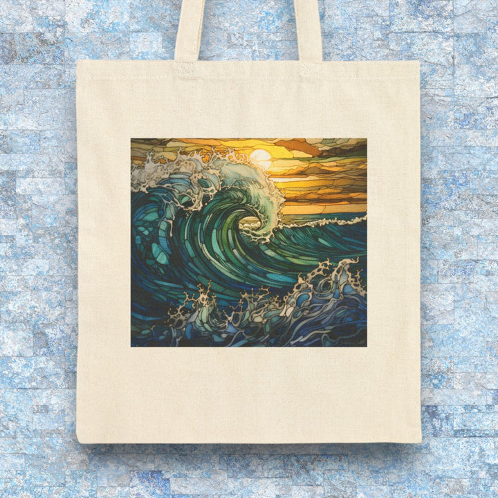 Cotton Canvas Tote Bag - Ocean Waves