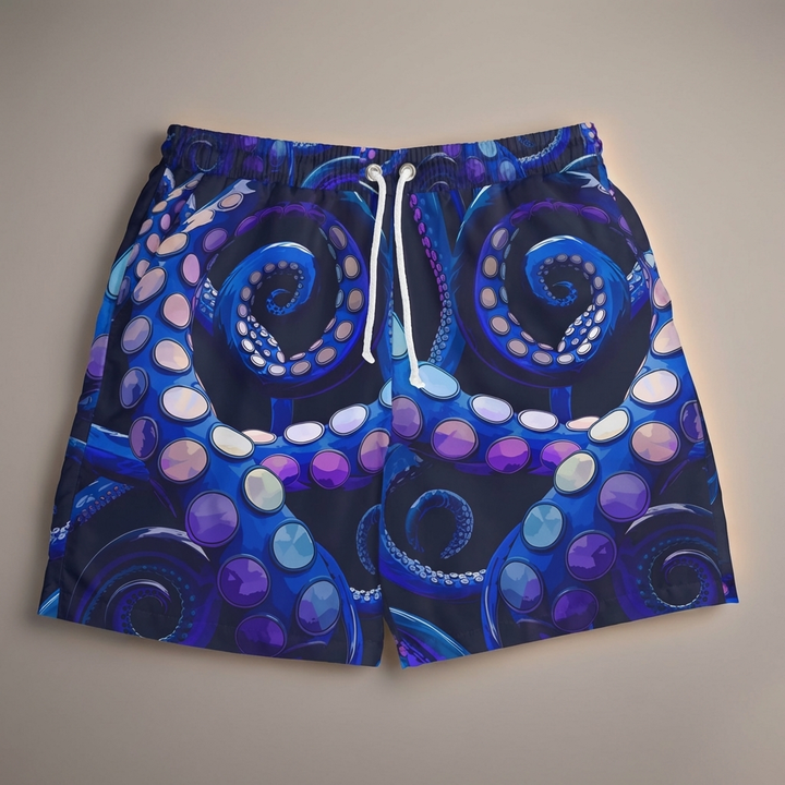 Octopus Delight Unisex Swim Shorts | Vibrant Beachwear for Summer Fun