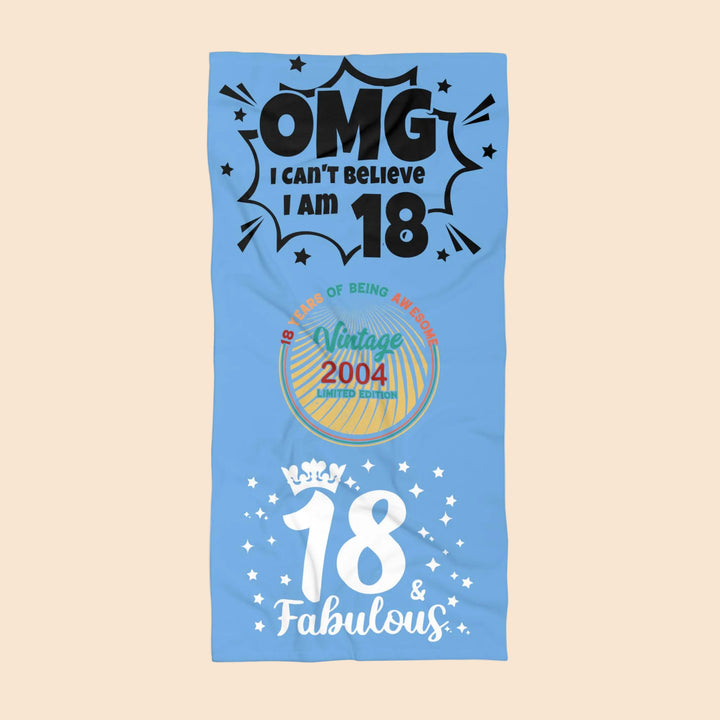 OMG I'm 18th Birthday Beach Towel, Summer Fun Towel, Poolside Accessory, Gift for Teens, Vacation Essentials