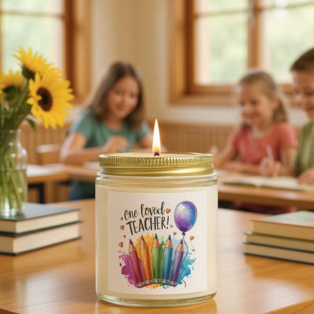 Scented Coconut Apricot Candles (4oz, 9oz) - One Loved Teacher