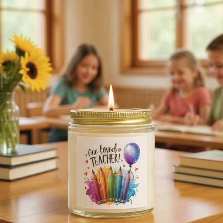 Scented Coconut Apricot Candles (4oz, 9oz) - One Loved Teacher