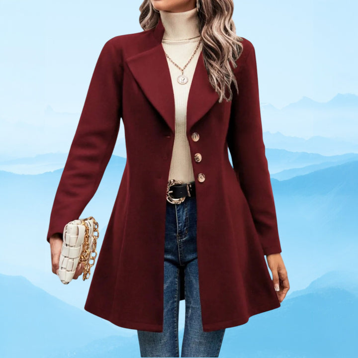Collared Neck Button Up Long Sleeve Coat