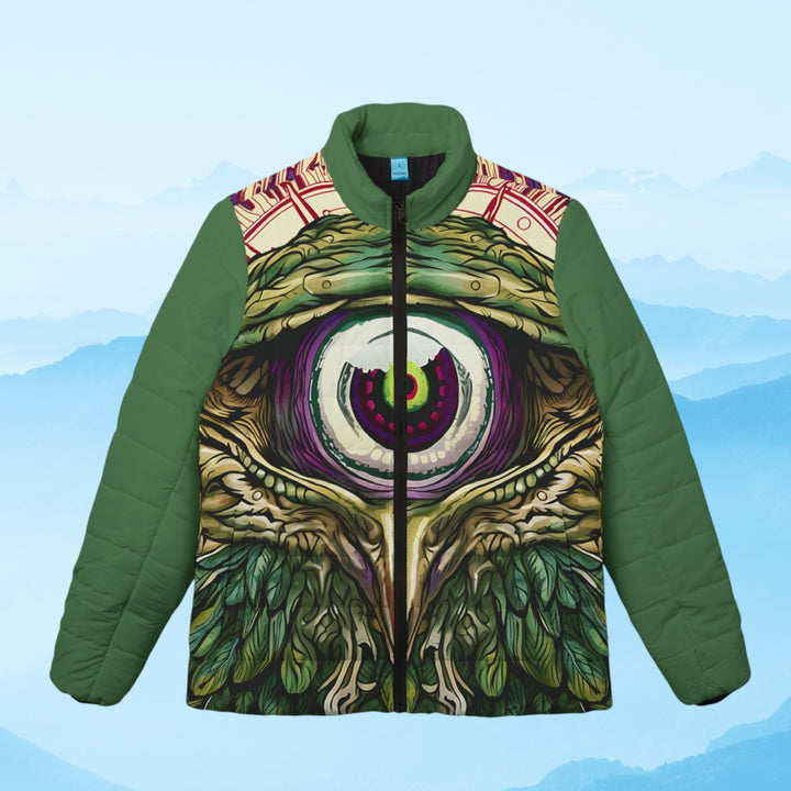 Bohemian Owl Women’s Puffer Jacket - Artful and Stylish Outerwear