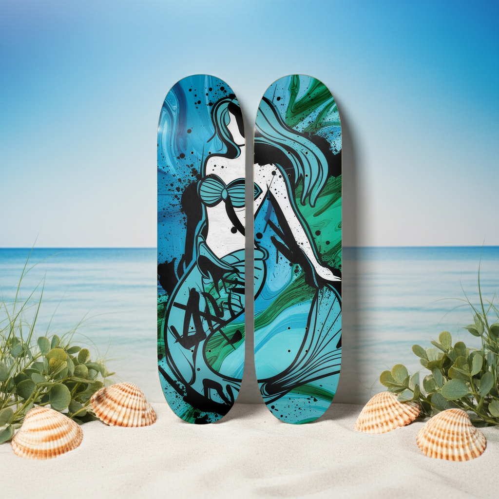Mermaid Waves Skateboard Set – 2-Piece Ocean Art Series