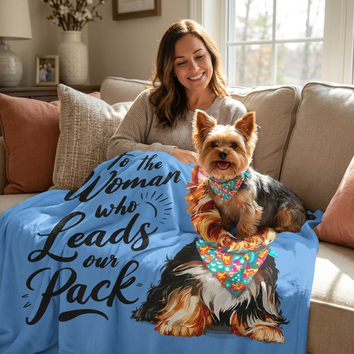 Dog Lover's Velveteen Plush Blanket - 'To the Woman Who Leads Our Pack'