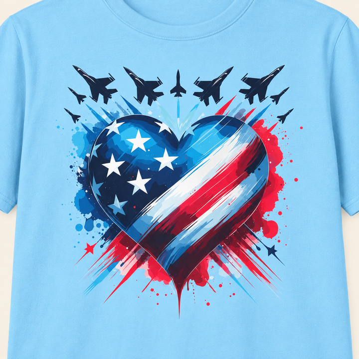Patriotic Heart Unisex Softstyle T-Shirt - Perfect for Independence Day