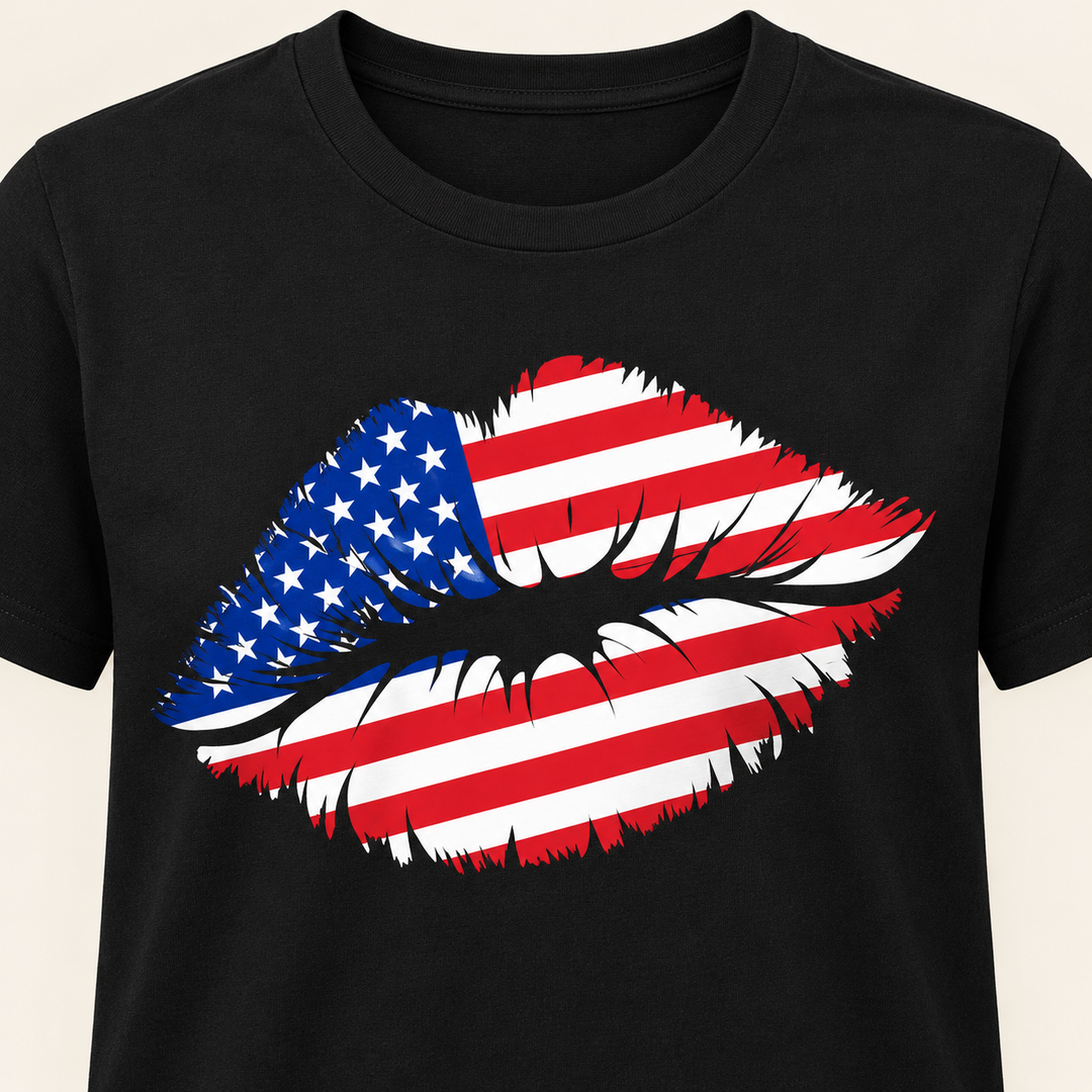 Patriotic Lip Print Tee, Unisex T-Shirt,