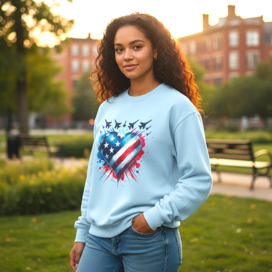 Patriotic Heart Sweatshirt, USA Pride Apparel, Unisex Fashion