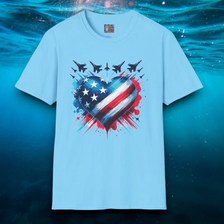 Patriotic Heart Unisex Softstyle T-Shirt - Perfect for Independence Day