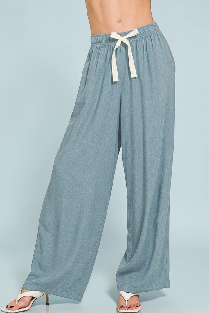 Zenana Linen Drawstring Pants