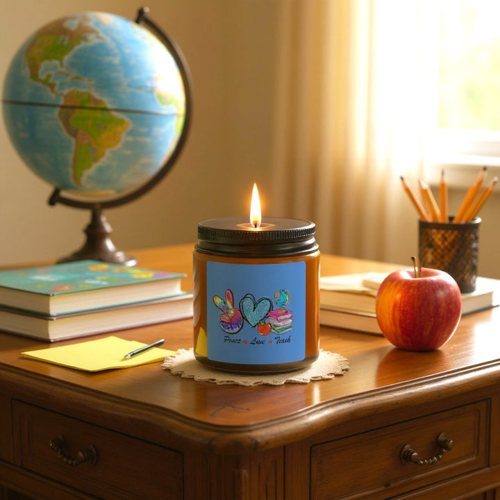 Scented Soy Candle (Multi-Size, Amber Jar) - Peace Love Teach