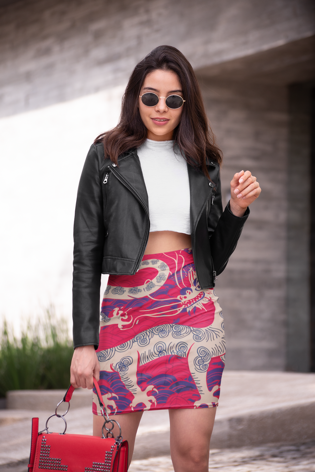 Women's Pencil Skirt - Chinese Dragon